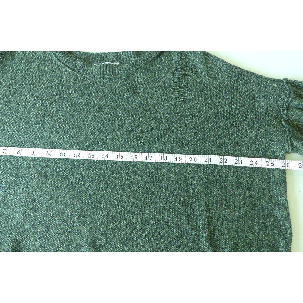 Frayed‎ Jeans Sweater Women's Medium Oversized Shredded Green Black Lagenlook - Picture 7 of 7